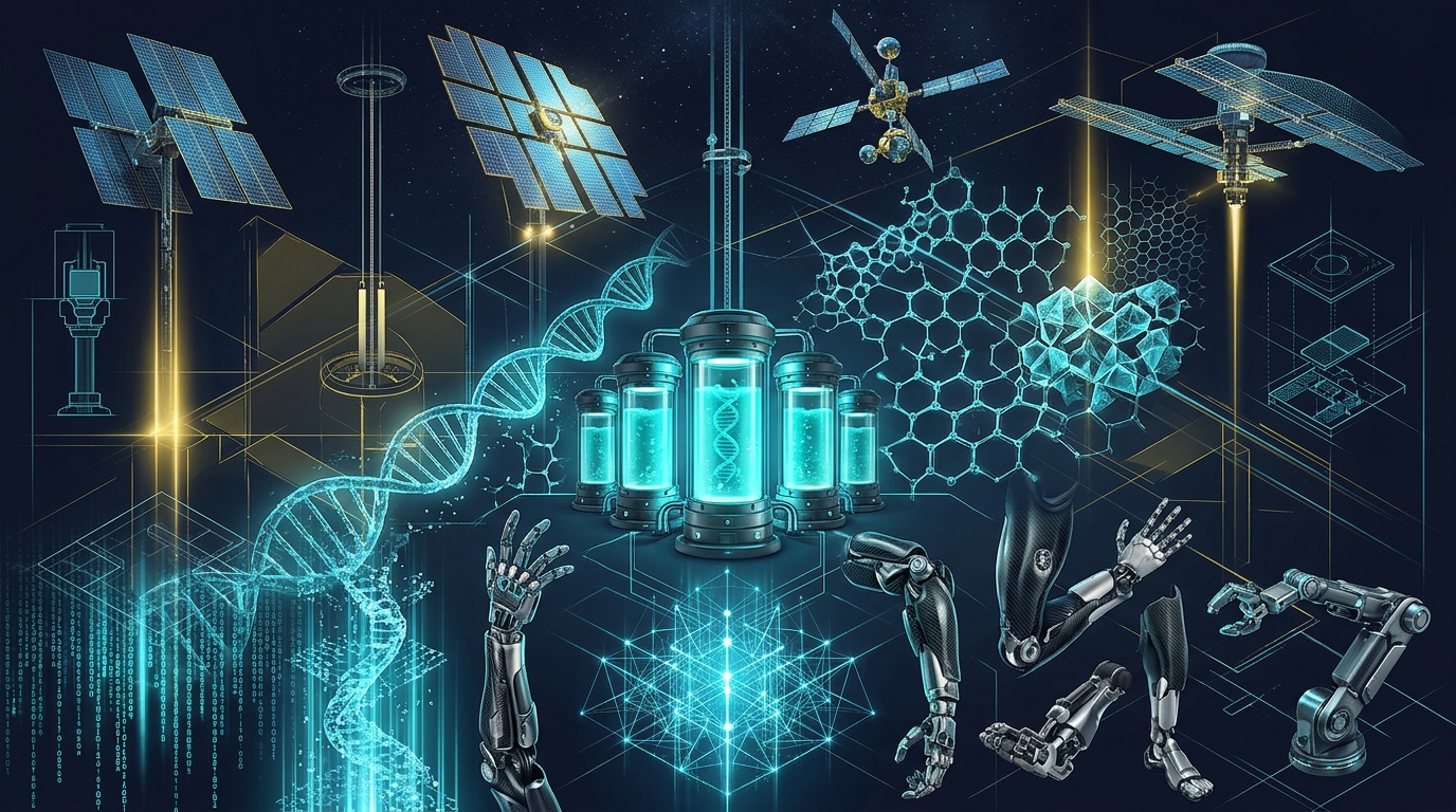 Figure 1: Panoramic Telemetry of Post-Software Value Migration (2026–2076) — Digital Code Matrices Dissolving into Embodied Robotic Actuation, Continuous-Flow Bioreactors, and Orbital Solar / Molecular Compilation Substrates